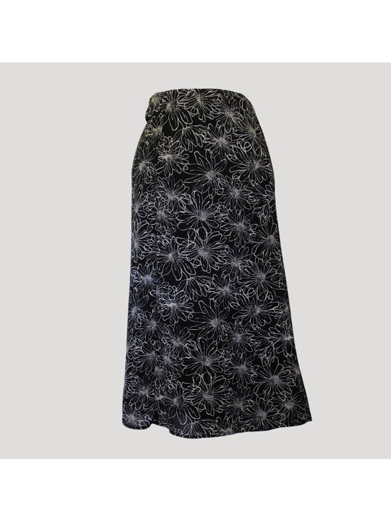 Laura Scott Dresses & Skirts - Laura Scott Floral Skirt L 14-16 Black White Lined Elastic Waist Lightweight